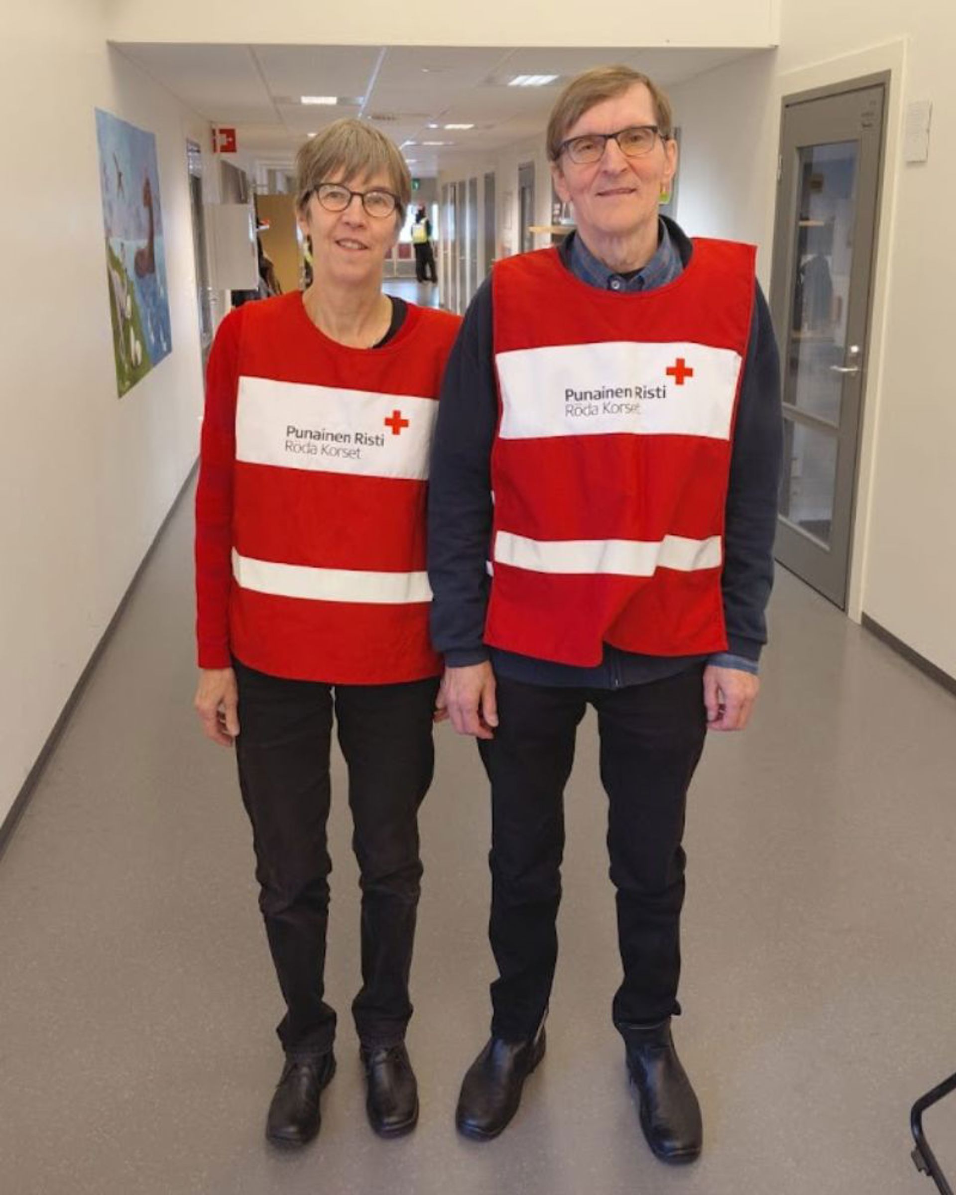 Kuvassa Tyrnävän Avun Ketju -harjoituksen vapaaehtoiset Ulla-Maija ja Mauno Moilanen. 