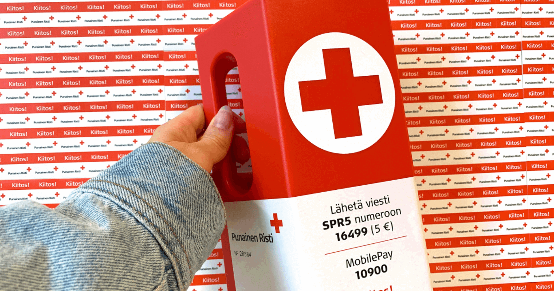 Punaisen Ristin keräyslipas.