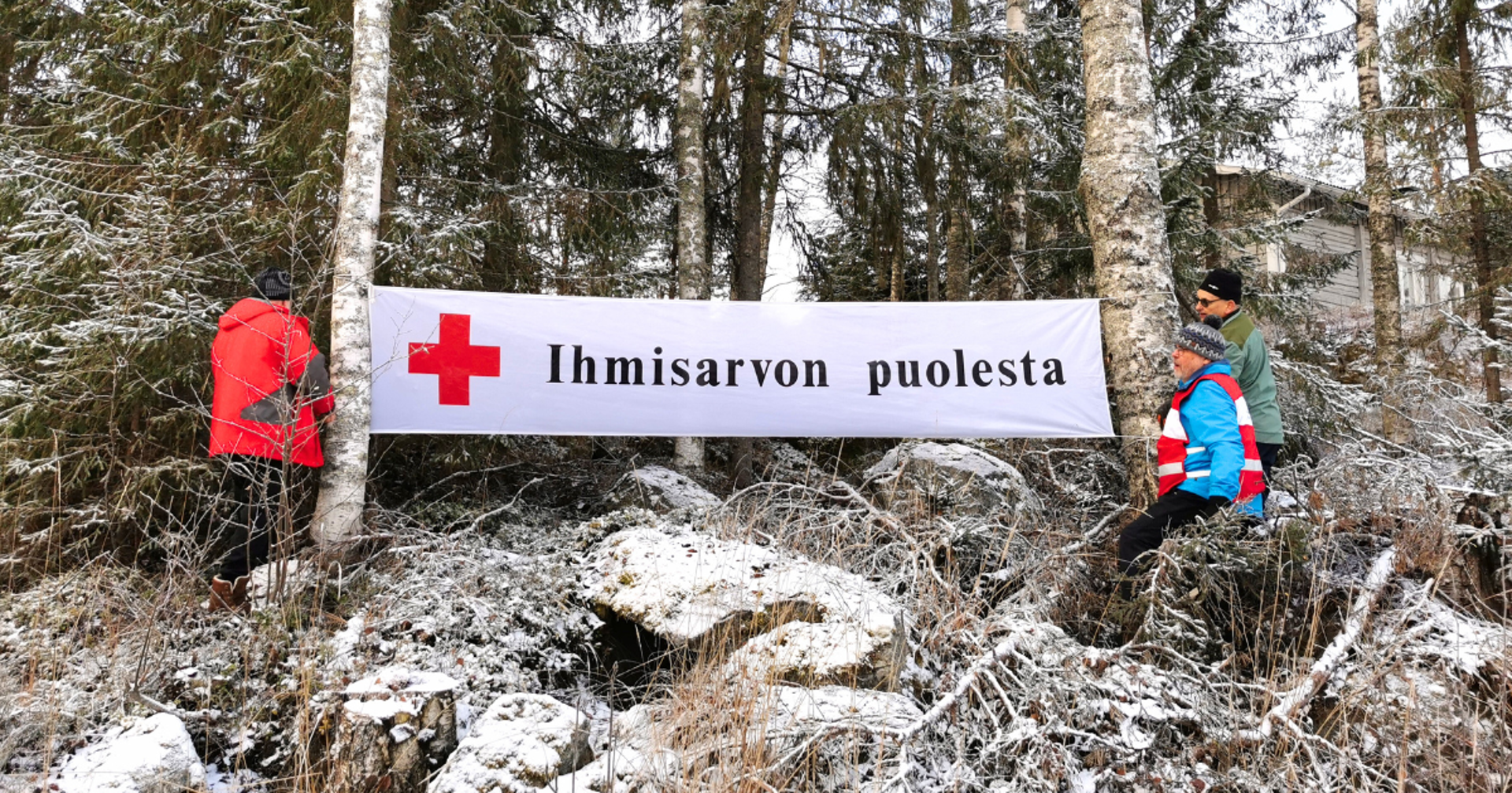 Ilomantsin harjoituspaikan tunnisti esimerkiksi tästä banderollista.