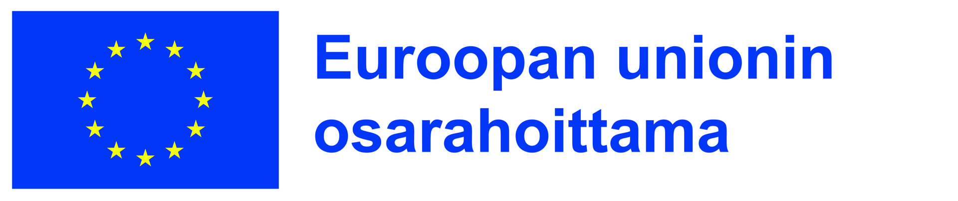 Logo: Euroopan unionin osarahoittama. EU:n lippu.